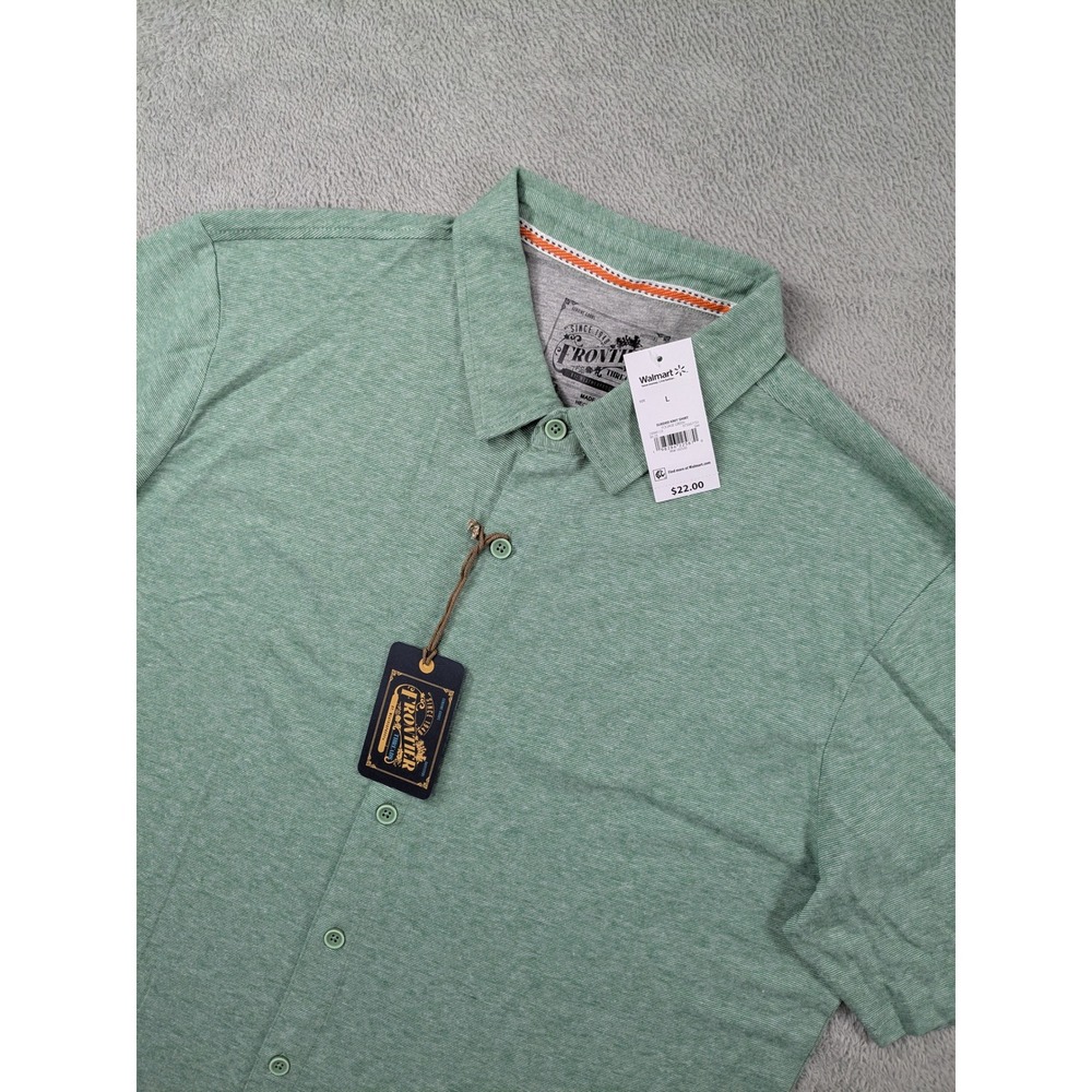 Frontier Threads Weatherproof Mens Large Sueded Knit Shirt Foliage Green NWT